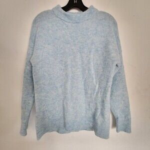 Witchery Wool Mohair Heathered Baby Blue Pullover Mock Neck Sweater Size XXS